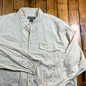 Simms Men’s 2XL / XXL Fishing Shirt Yellow Vented Outdoors Lightweight Button Up